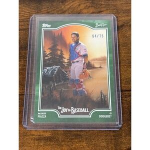 2025 Topps Bob Ross Joy of Baseball Mike Piazza Dodgers Green Parallel 64/75 #52